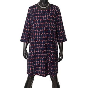 Shift 3/4 Sleeve Cotton Dress - Coral